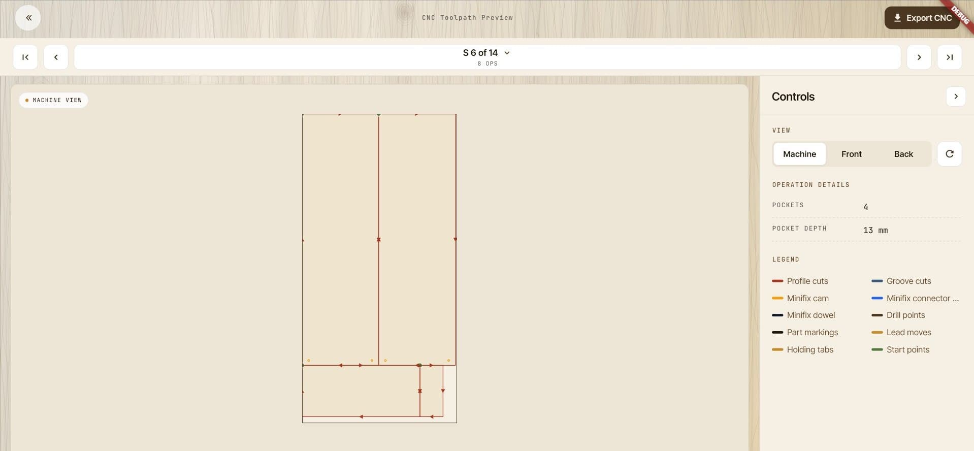 CNC drilling preview in MaatCraft